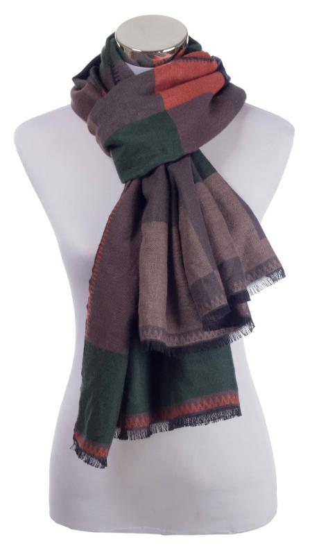 Scarf Shawl Viscos fleecy Green Orange Grey Blau